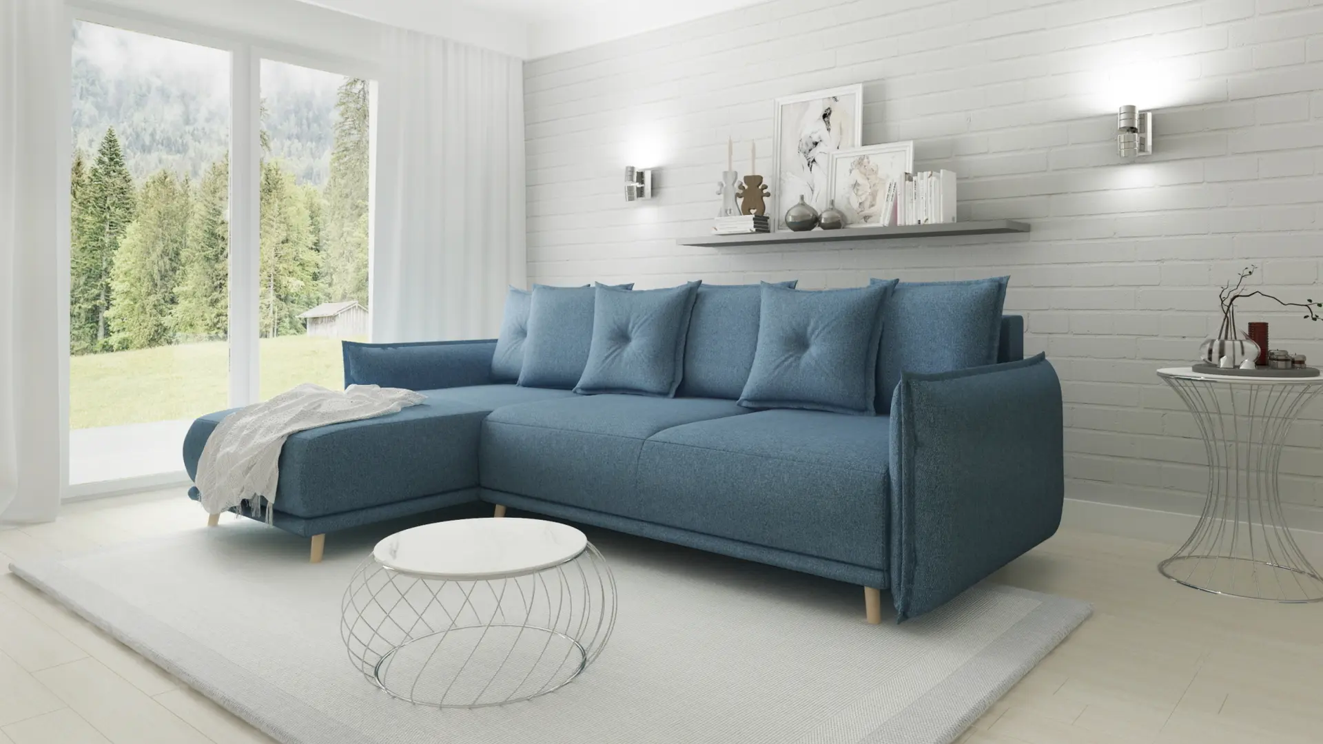 Диван угловой Inspira Furniture Gaja SF Etna 85 (Blue Grey)