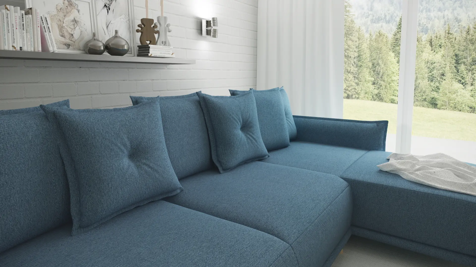 Диван угловой Inspira Furniture Gaja SF Etna 85 (Blue Grey)