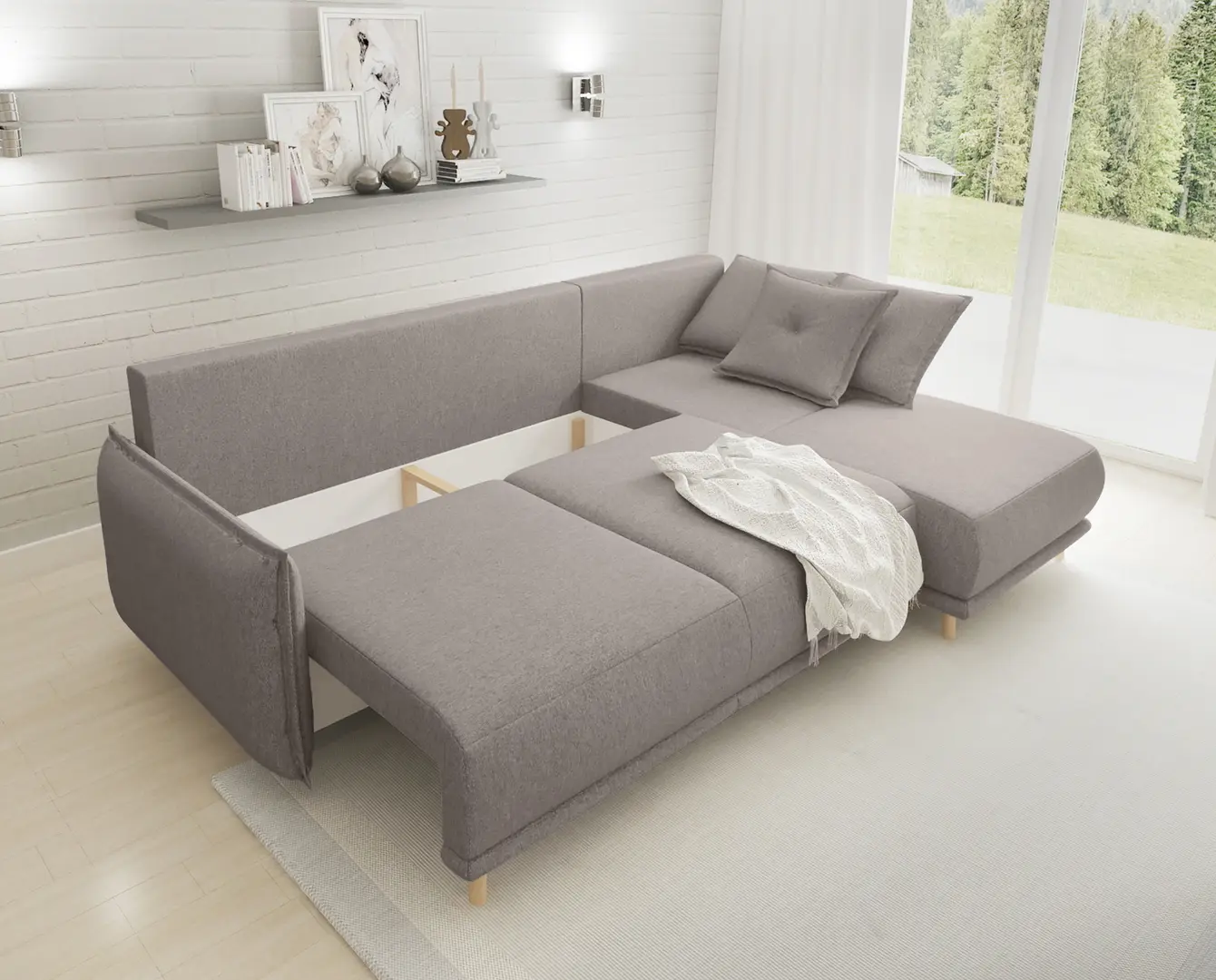Canapea de colt Inspira Furniture Gaja SF Etna 91 (Grey Brown)