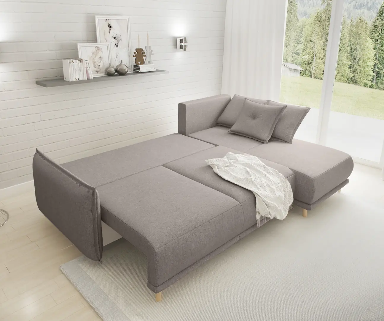 Canapea de colt Inspira Furniture Gaja SF Etna 91 (Grey Brown)