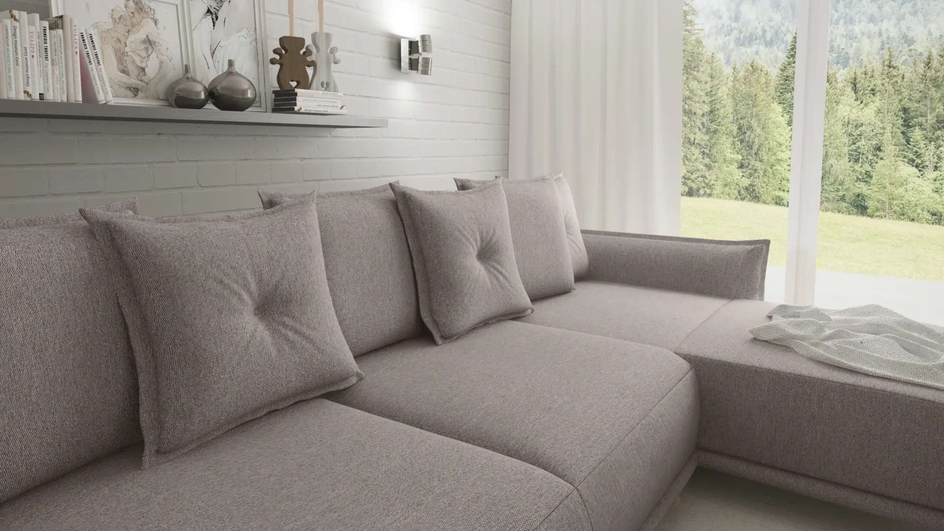 Canapea de colt Inspira Furniture Gaja SF Etna 91 (Grey Brown)