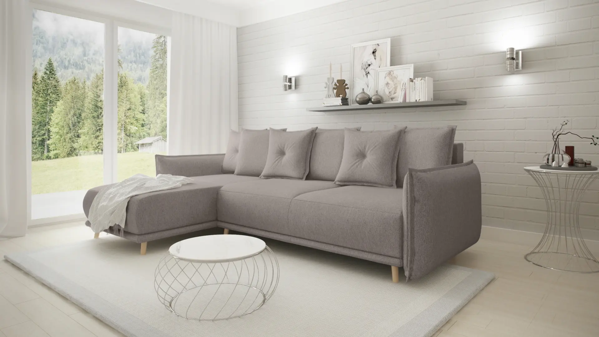 Canapea de colt Inspira Furniture Gaja SF Etna 91 (Grey Brown)