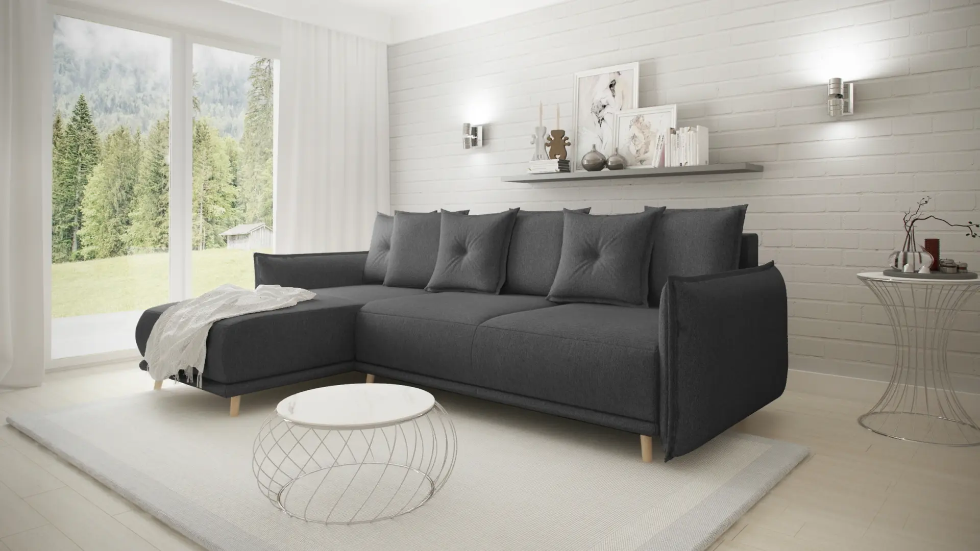 Диван угловой Inspira Furniture Gaja SF Etna 96 (Anthracite)
