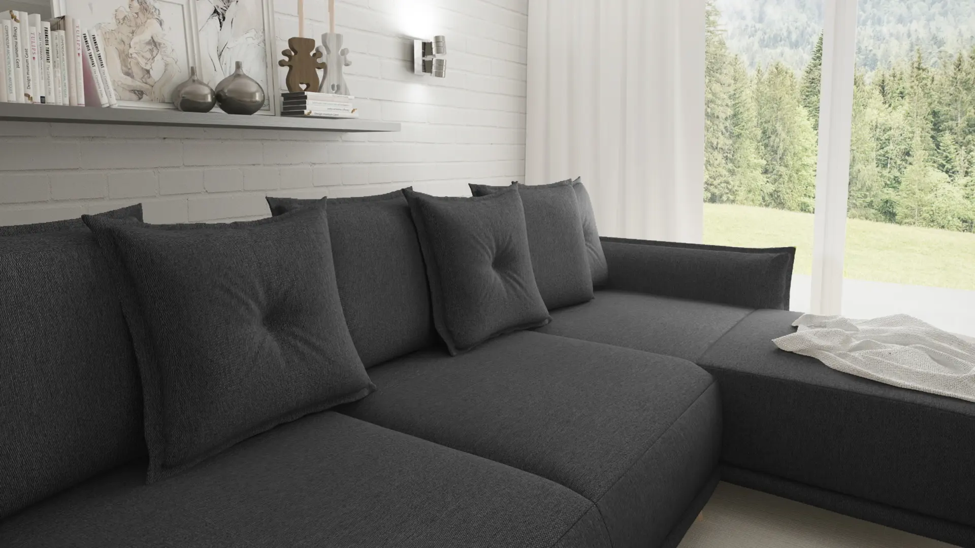 Диван угловой Inspira Furniture Gaja SF Etna 96 (Anthracite)