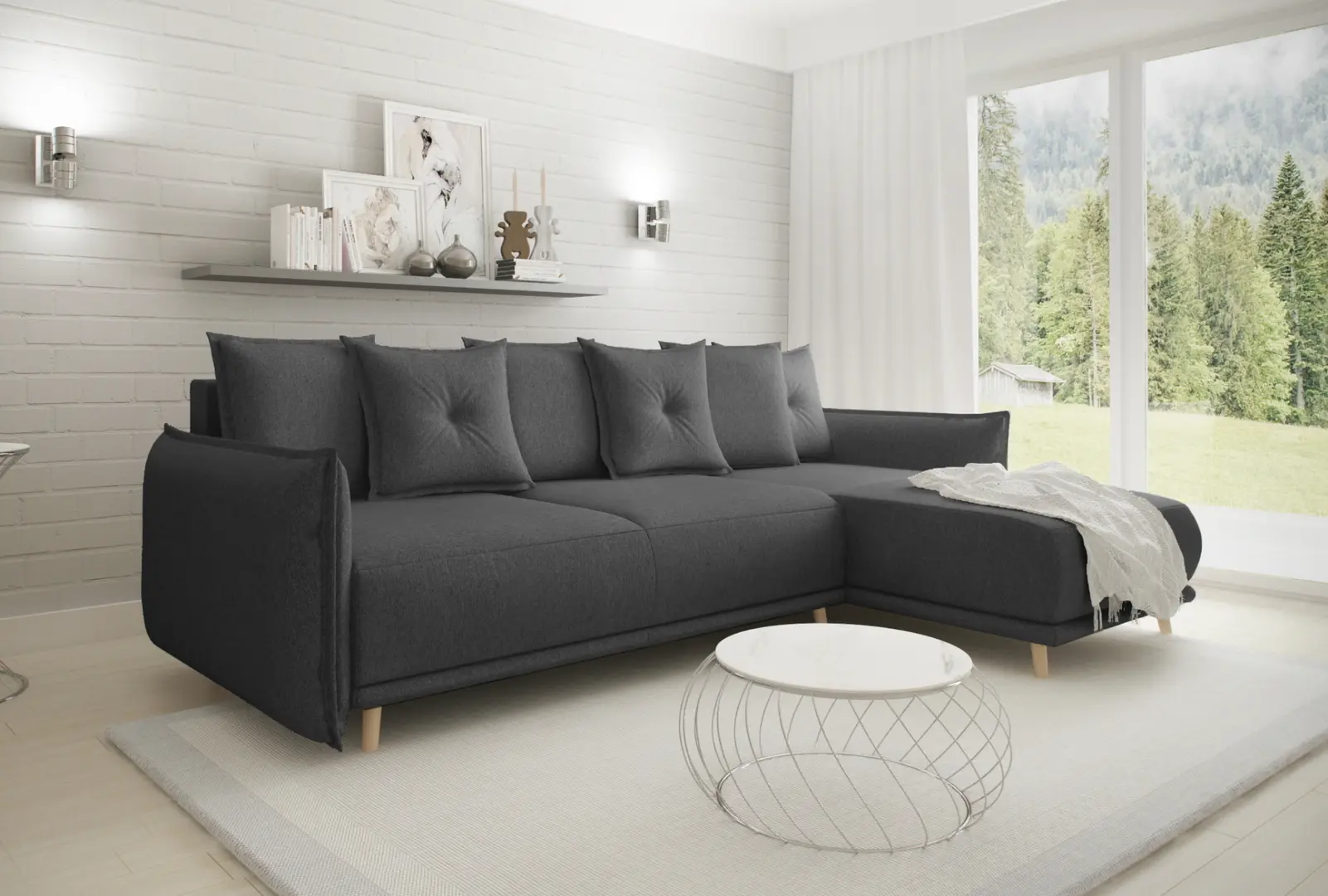 Диван угловой Inspira Furniture Gaja SF Etna 96 (Anthracite)