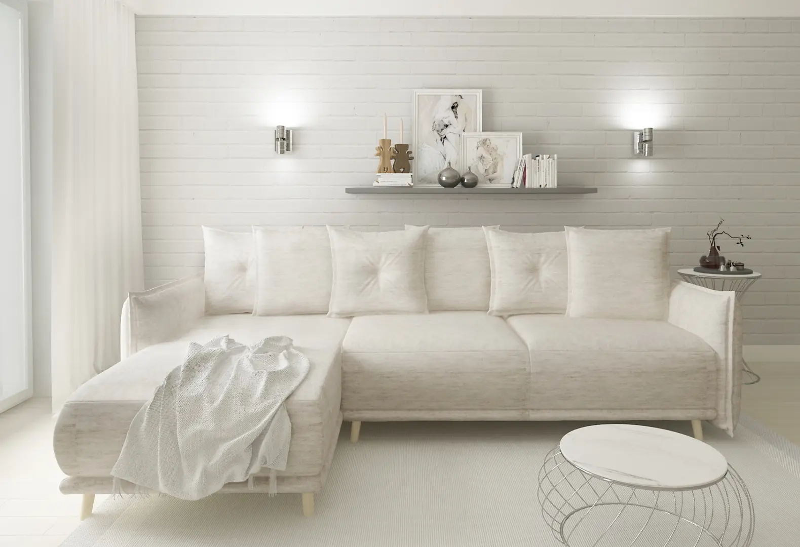 Canapea de colt Inspira Furniture Gaja SF Vogue 01 (Cream)