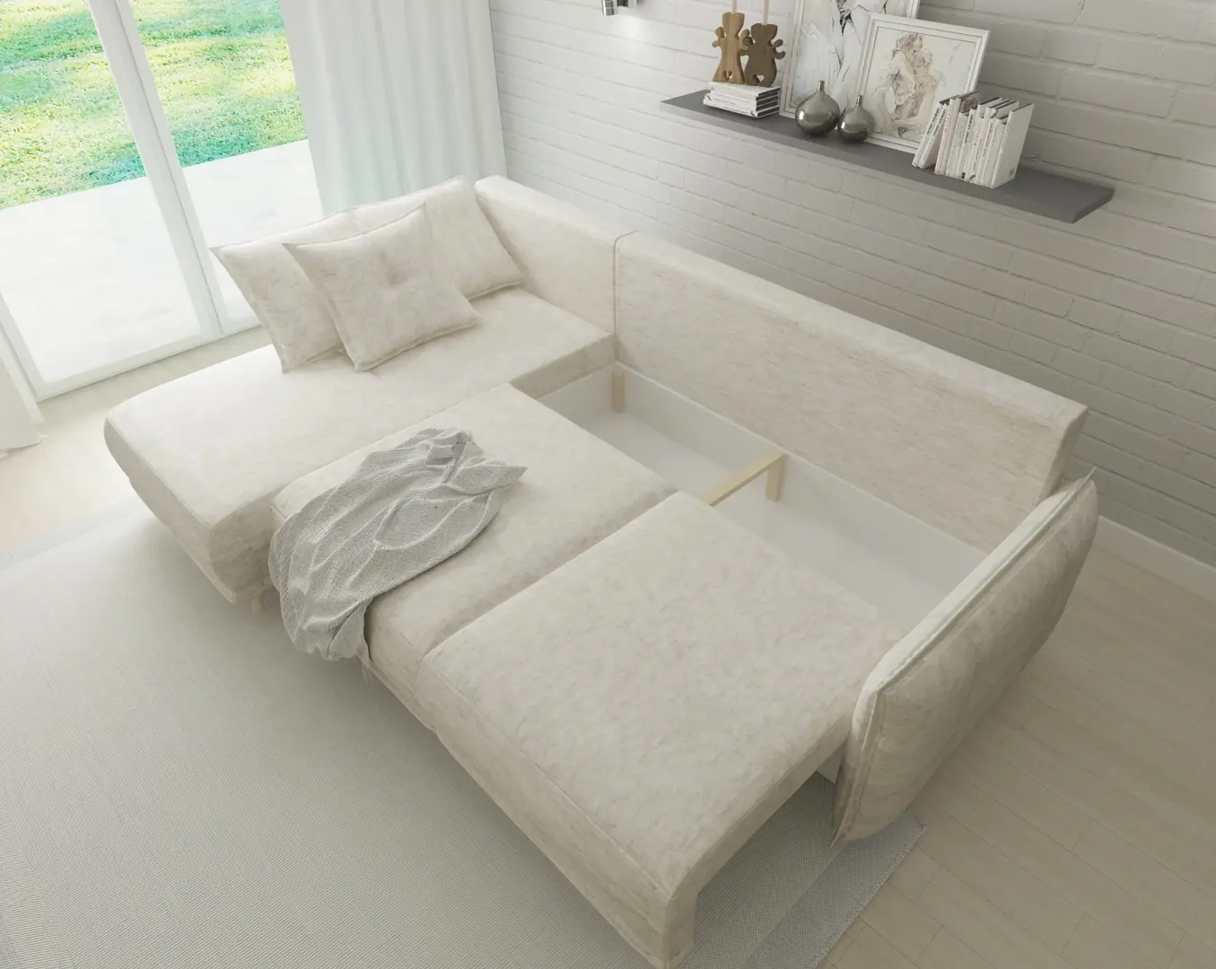 Canapea de colt Inspira Furniture Gaja SF Vogue 01 (Cream)