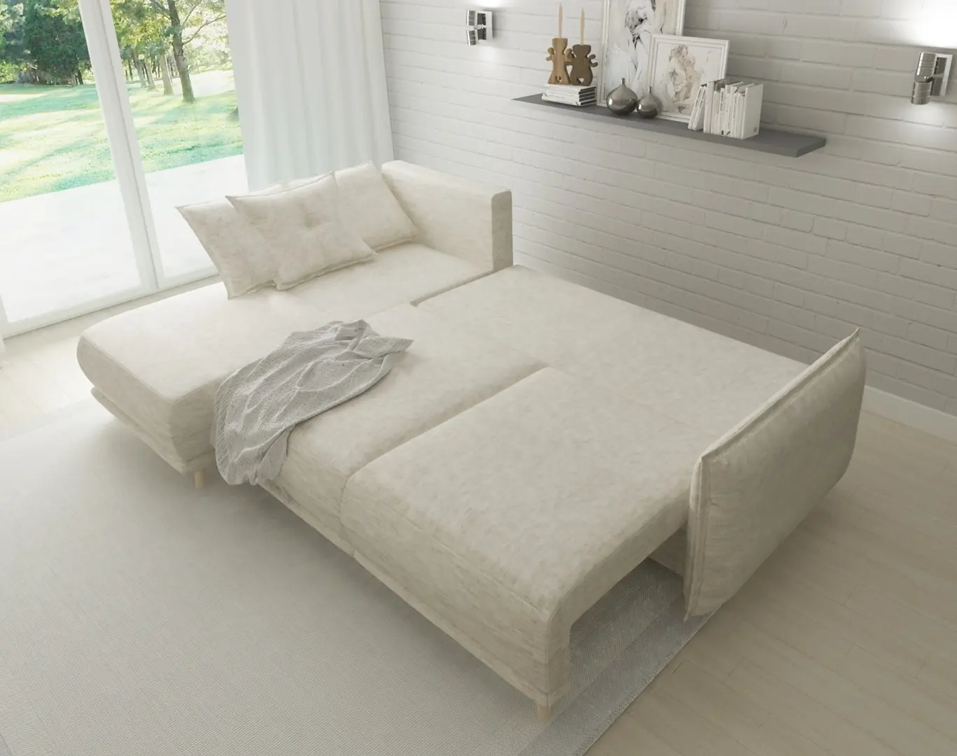 Canapea de colt Inspira Furniture Gaja SF Vogue 01 (Cream)