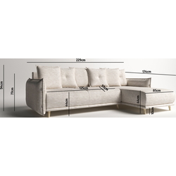 Canapea de colt Inspira Furniture Gaja SF Vogue 01 (Cream) Thumb