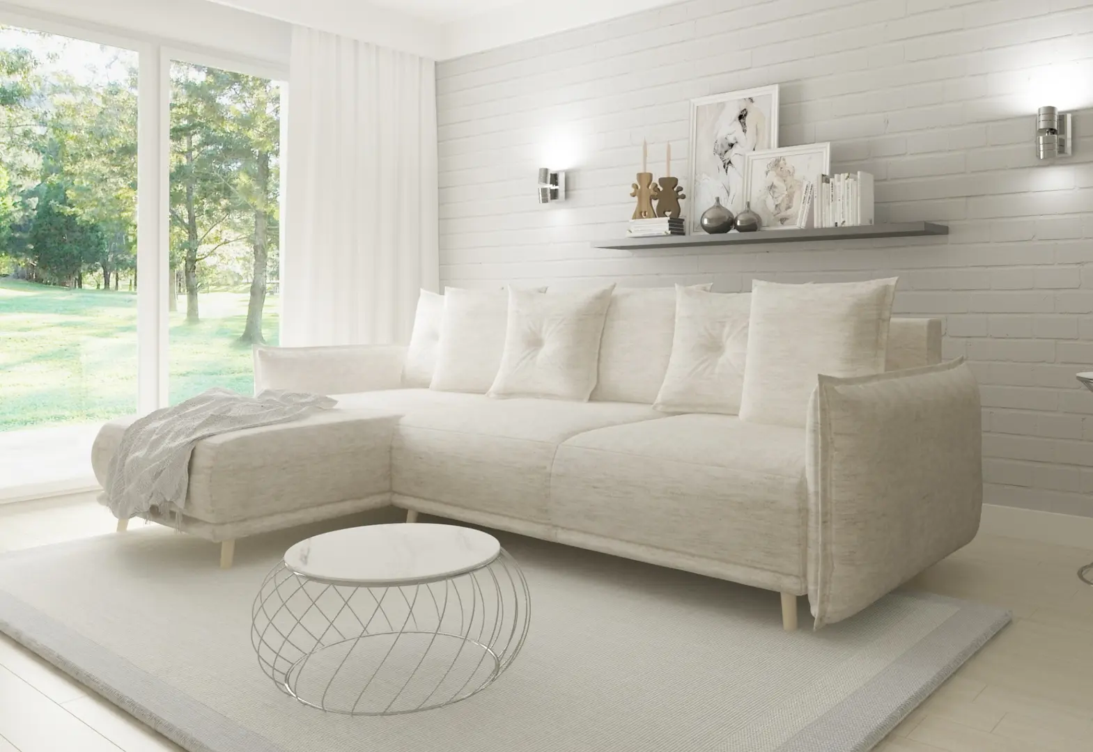 Canapea de colt Inspira Furniture Gaja SF Vogue 01 (Cream)