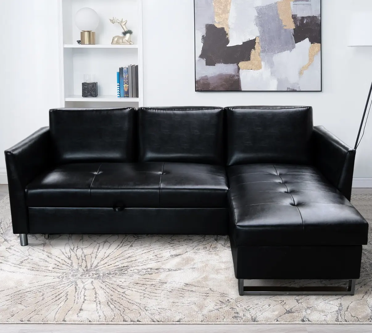 Canapea de colt Inspira Furniture Jonas SF MG-13 (Black)