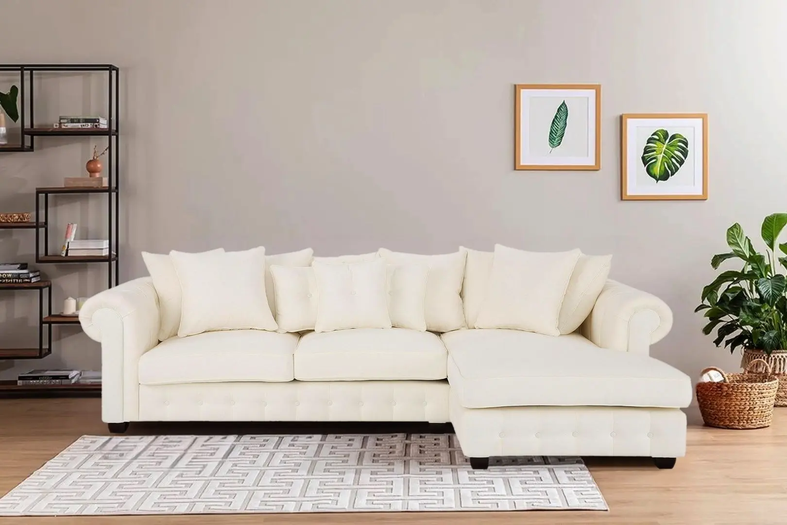 Диван угловой Inspira Furniture Leicester 2 OTR Right Casablanca 2301 (Cream)