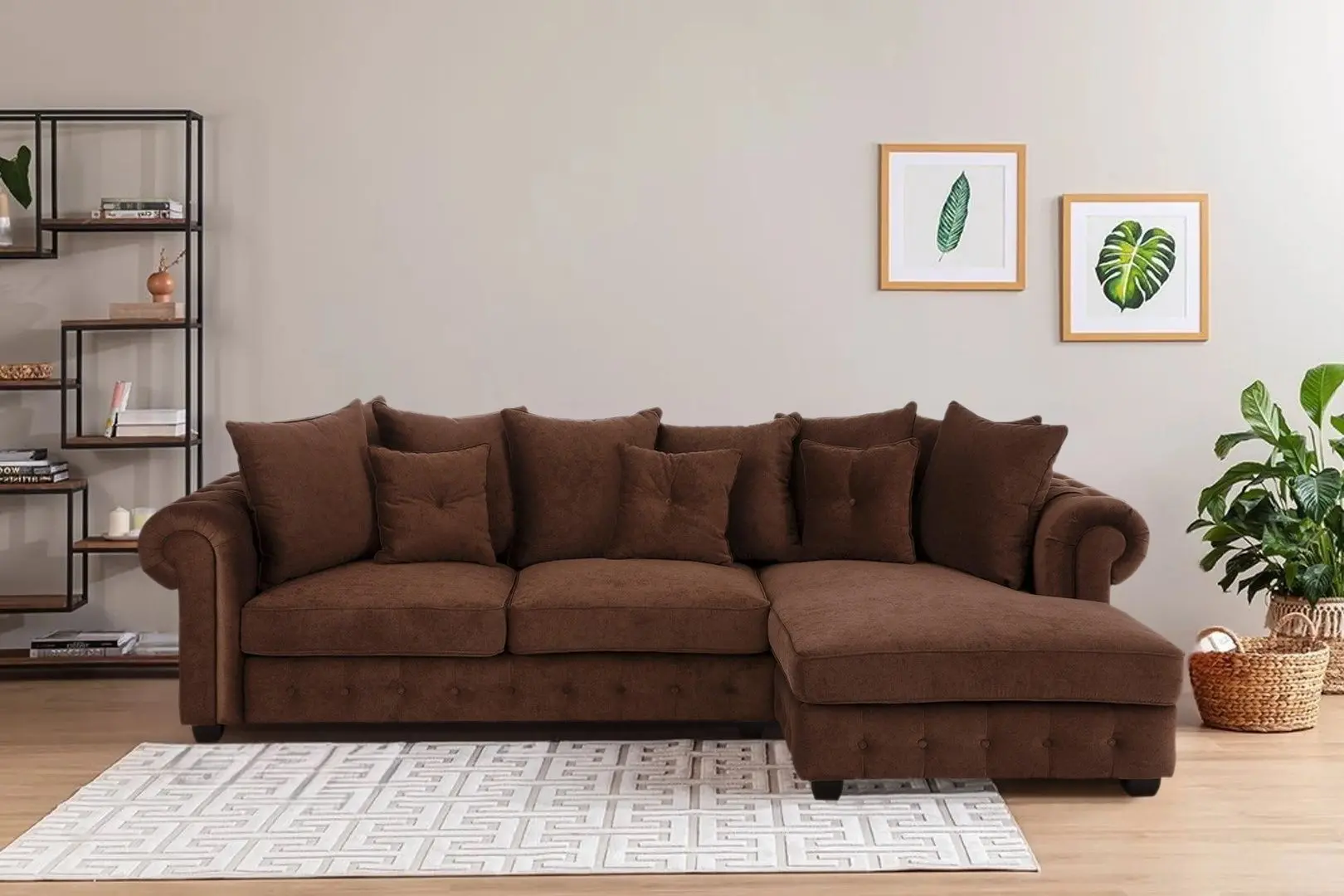 Canapea de colt Inspira Furniture Leicester 2 OTR Right Cosmic 70 (Brown)