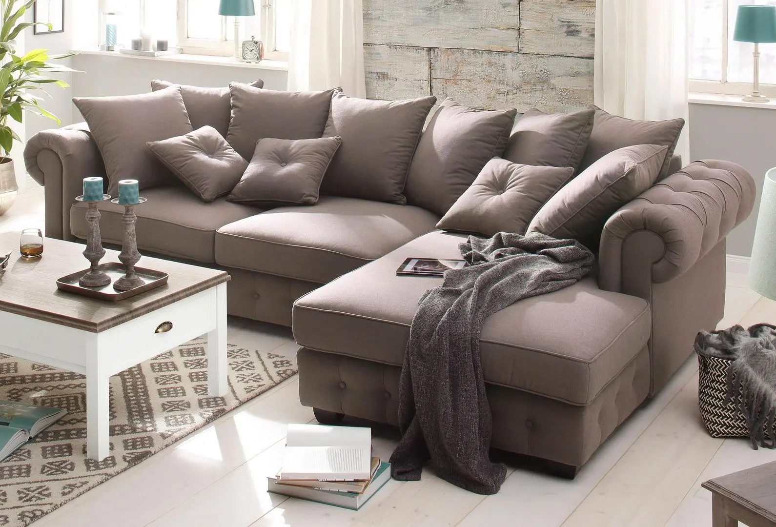 Диван угловой Inspira Furniture Leicester 2 OTR Right Sawana 03 (Light Brown)