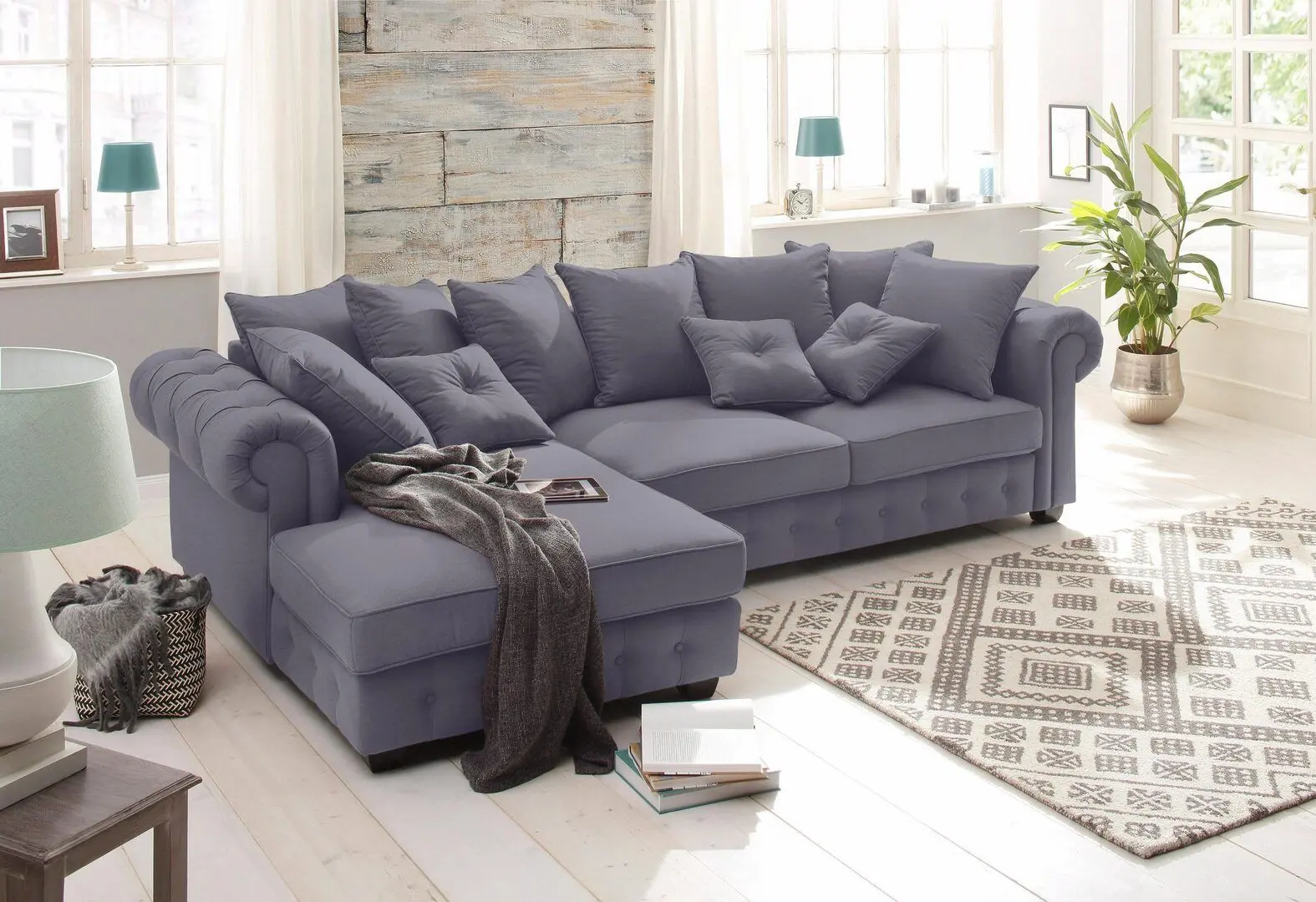 Canapea de colt Inspira Furniture Leicester OTL 2 Left Amore 32 (Anthracite)