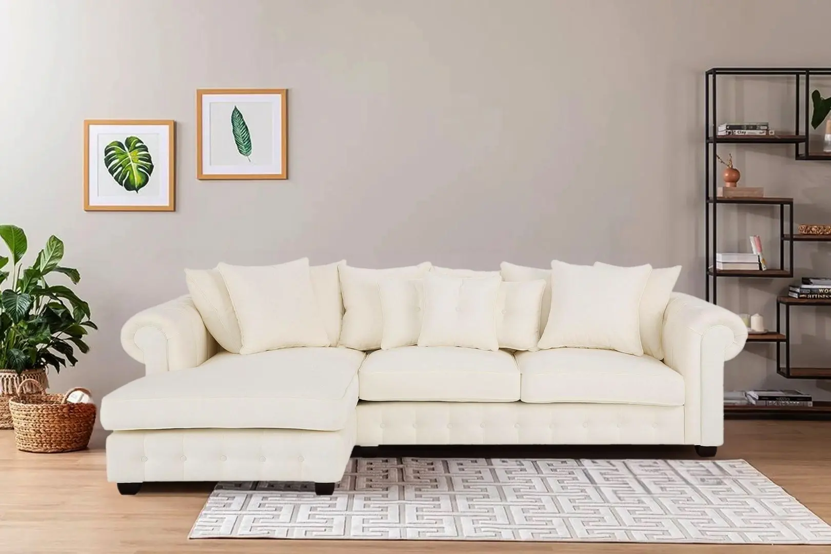 Canapea de colt Inspira Furniture Leicester OTL 2 Left Casablanca 2301 (Cream)