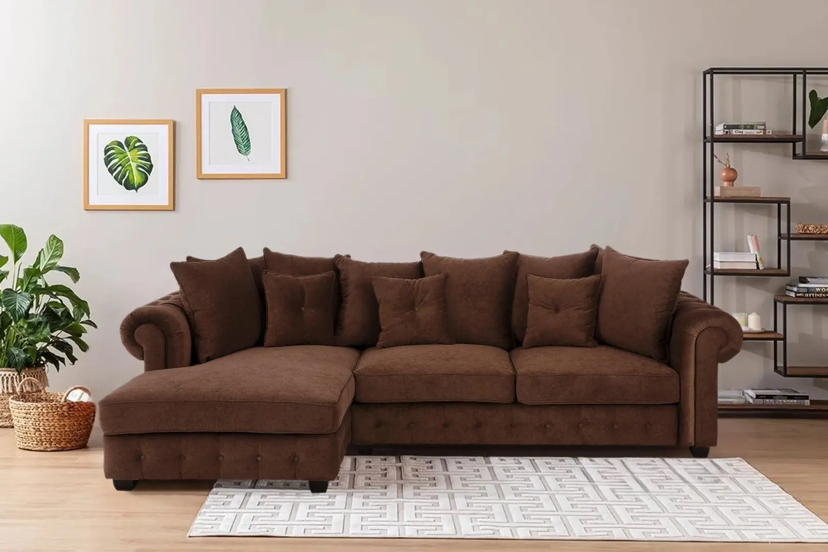 Canapea de colt Inspira Furniture Leicester OTL 2 Left Cosmic 70 (Brown)