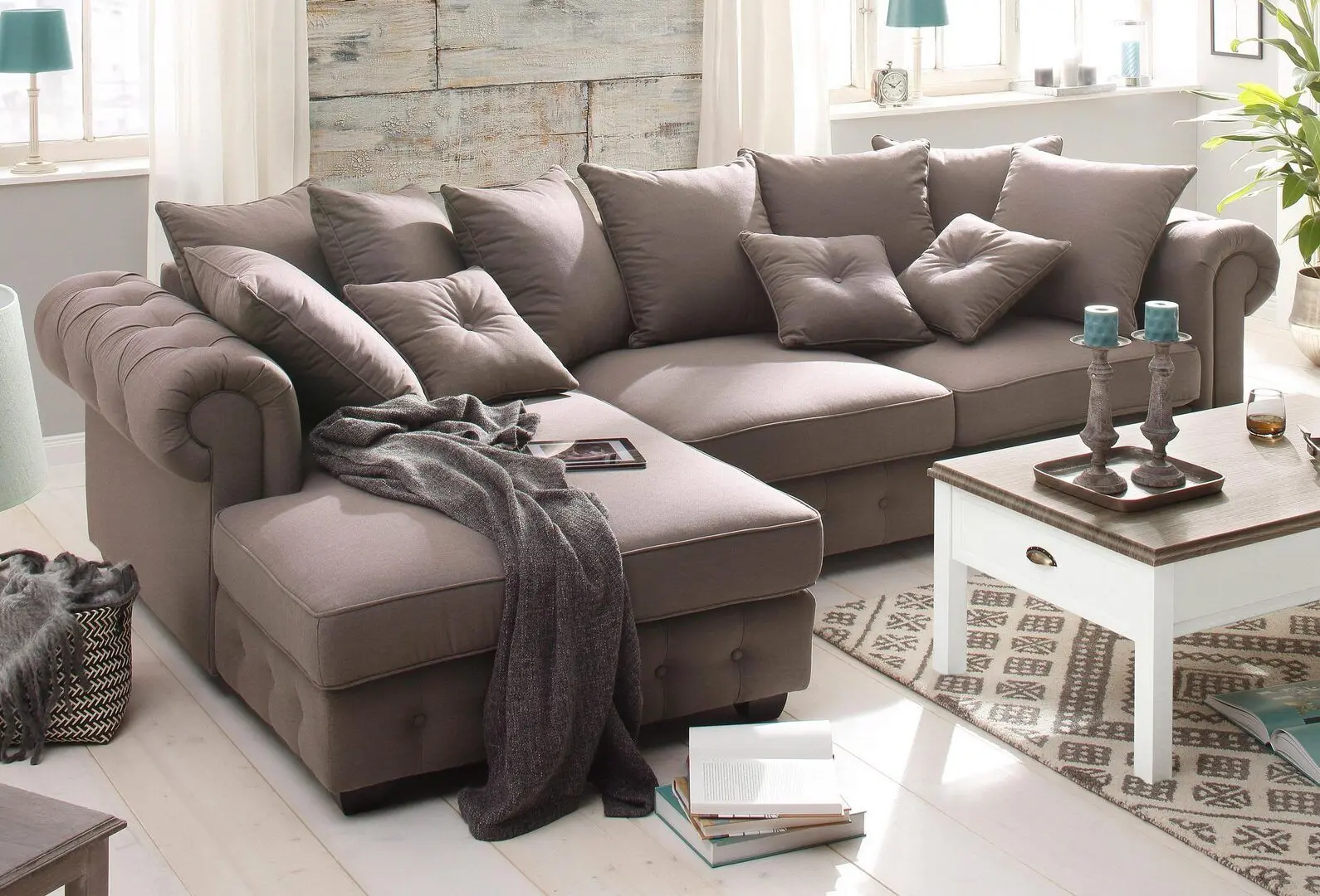 Диван угловой Inspira Furniture Leicester OTL 2 Left Sawana 03 (Light Brown)