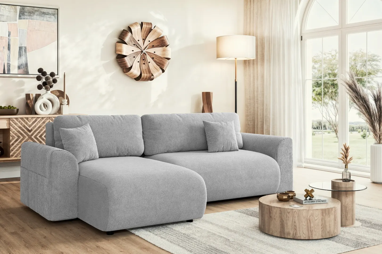Диван угловой Inspira Furniture Lorine SF Flow 16 (Grey)