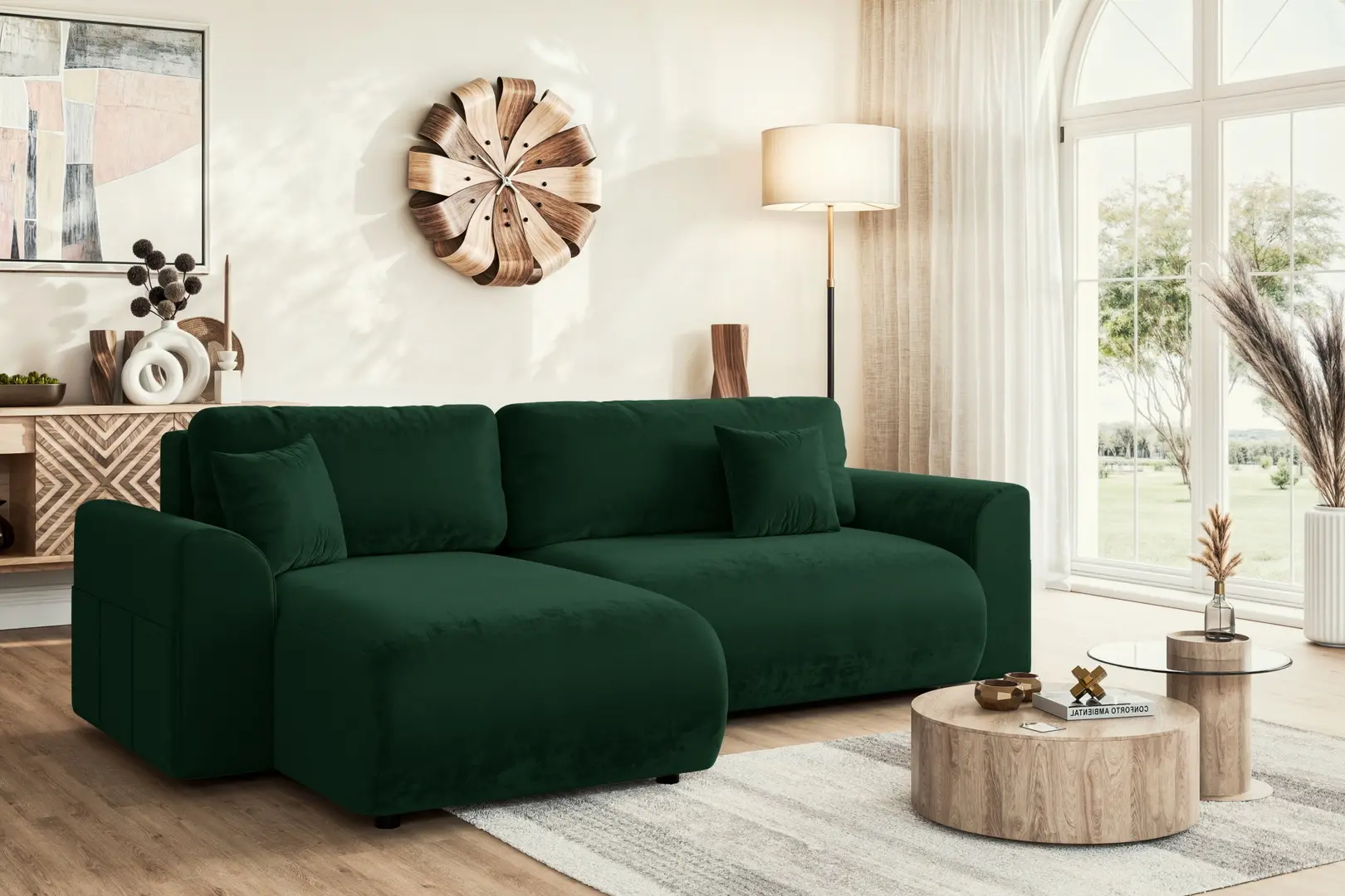 Диван угловой Inspira Furniture Lorine SF Riviera 38 (Dark Green)