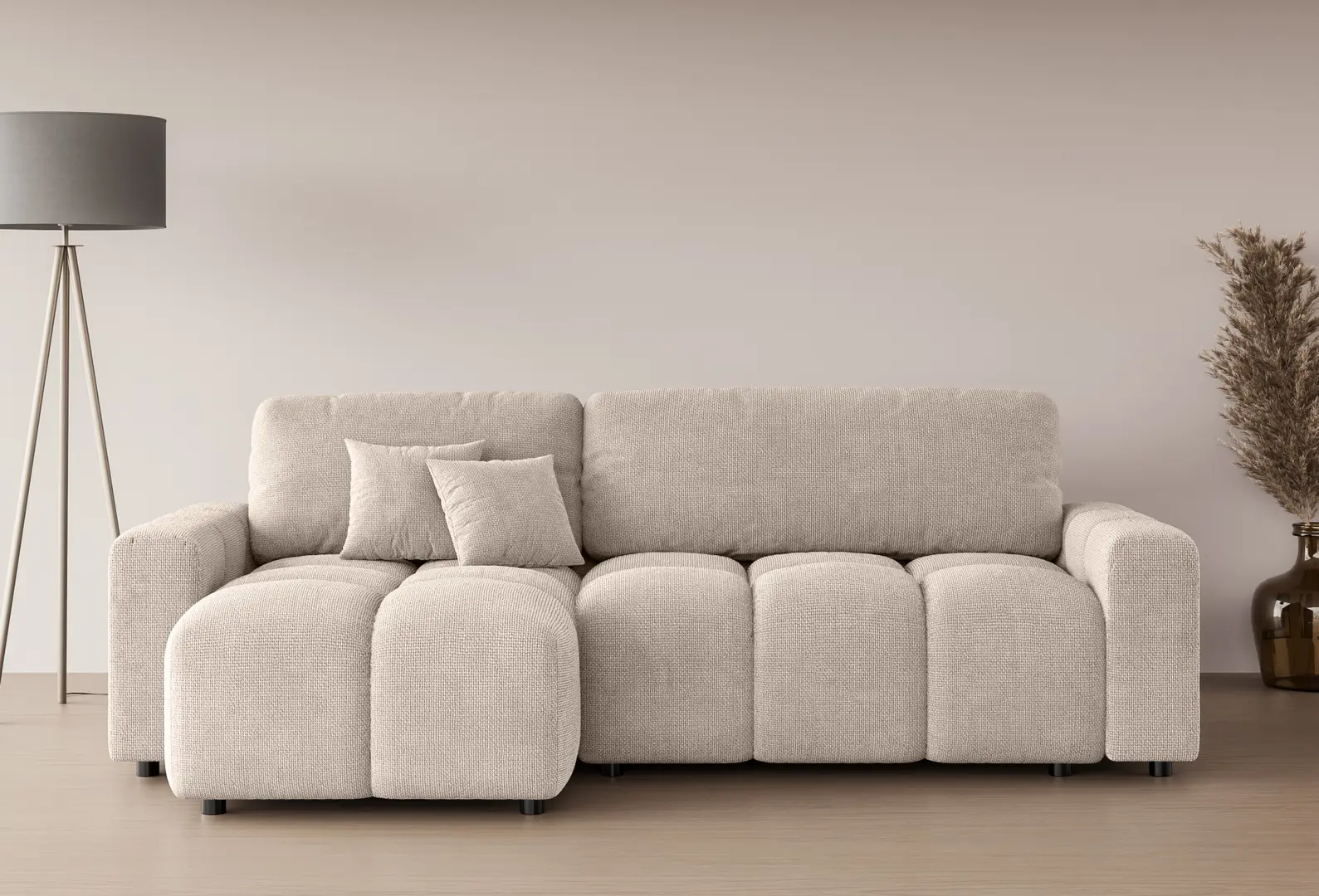 Canapea de colt Inspira Furniture Luki SF Flow 02 (Beige)