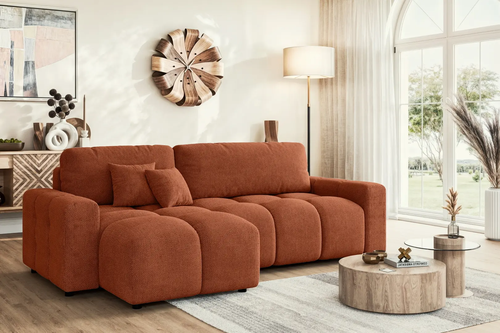 Canapea de colt Inspira Furniture Luki SF Flow 09 (Terracota)