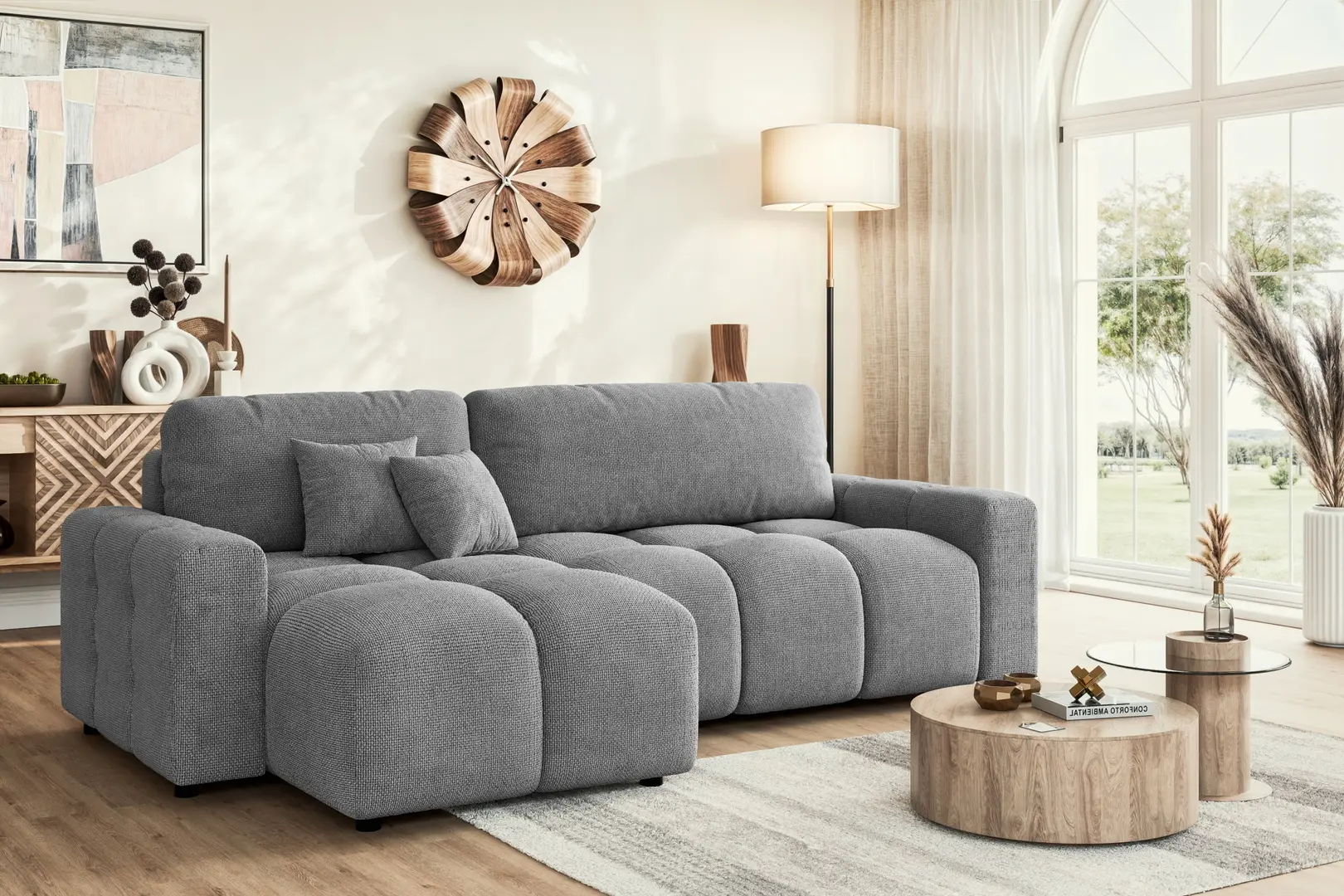 Canapea de colt Inspira Furniture Luki SF Flow 17 (Grey)