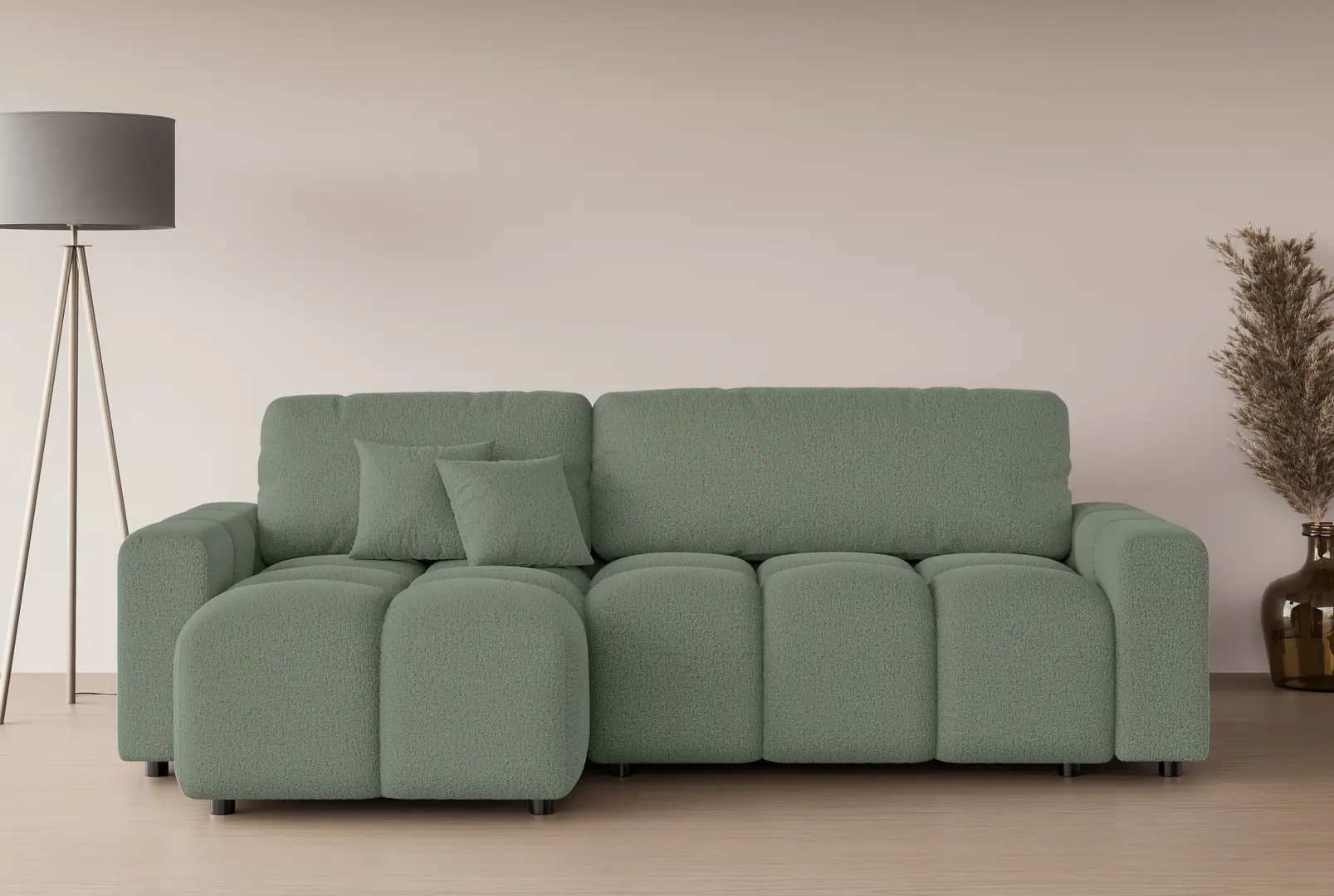 Canapea de colt Inspira Furniture Luki SF Neve 34 (Sage Green)