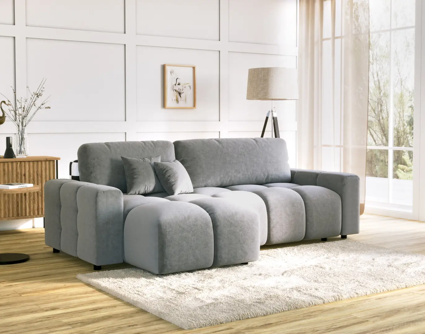 Canapea de colt Inspira Furniture Luki SF Soro 83 (Light Grey)