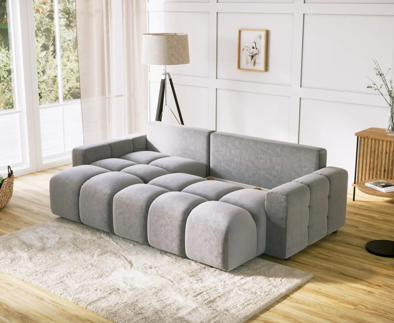 Canapea de colt Inspira Furniture Luki SF Soro 83 (Light Grey)