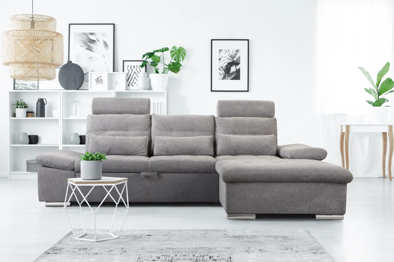 Диван угловой Inspira Furniture Merkur SF 2+OT Right Aragon 93 (Grey)