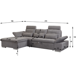 Диван угловой Inspira Furniture Merkur SF OT+2 Left Aragon 93 (Grey) Thumb