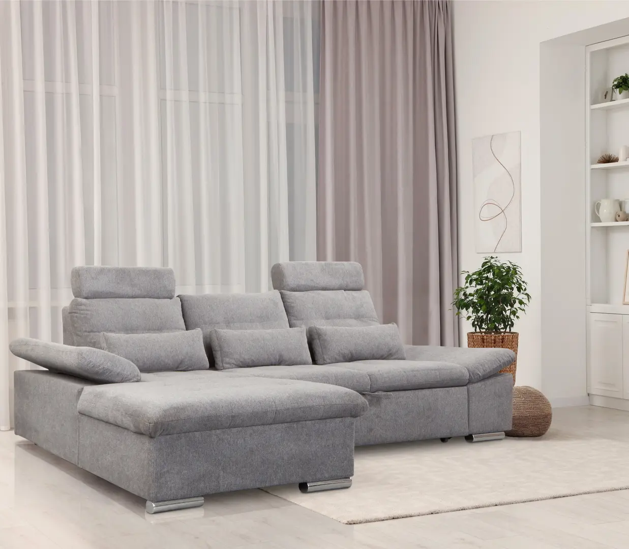 Диван угловой Inspira Furniture Merkur SF OT+2 Left Aragon 93 (Grey)