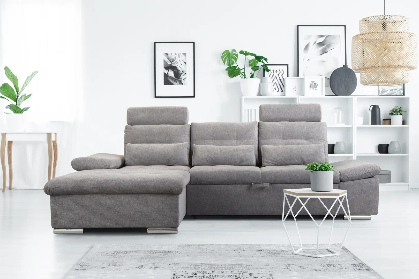 Диван угловой Inspira Furniture Merkur SF OT+2 Left Aragon 93 (Grey)