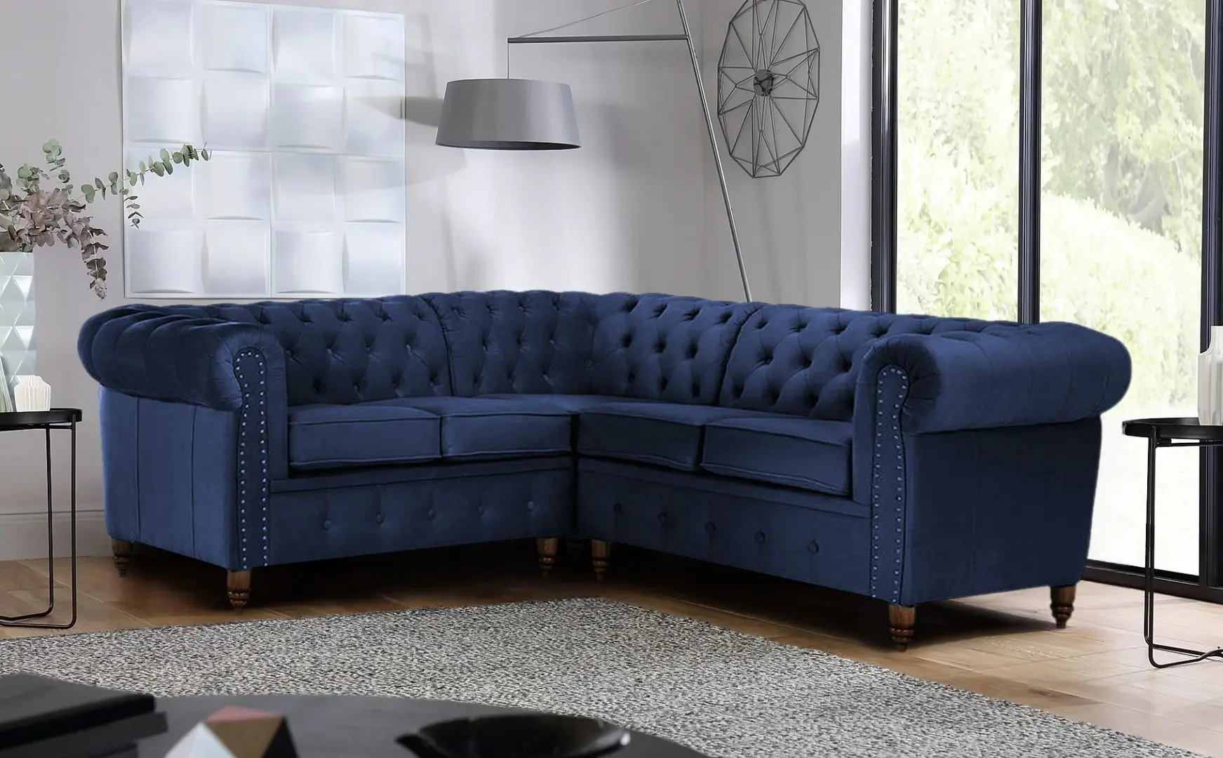 Canapea de colt Inspira Furniture Oxford York 2+E+2 Amore 15 (Dark Blue)