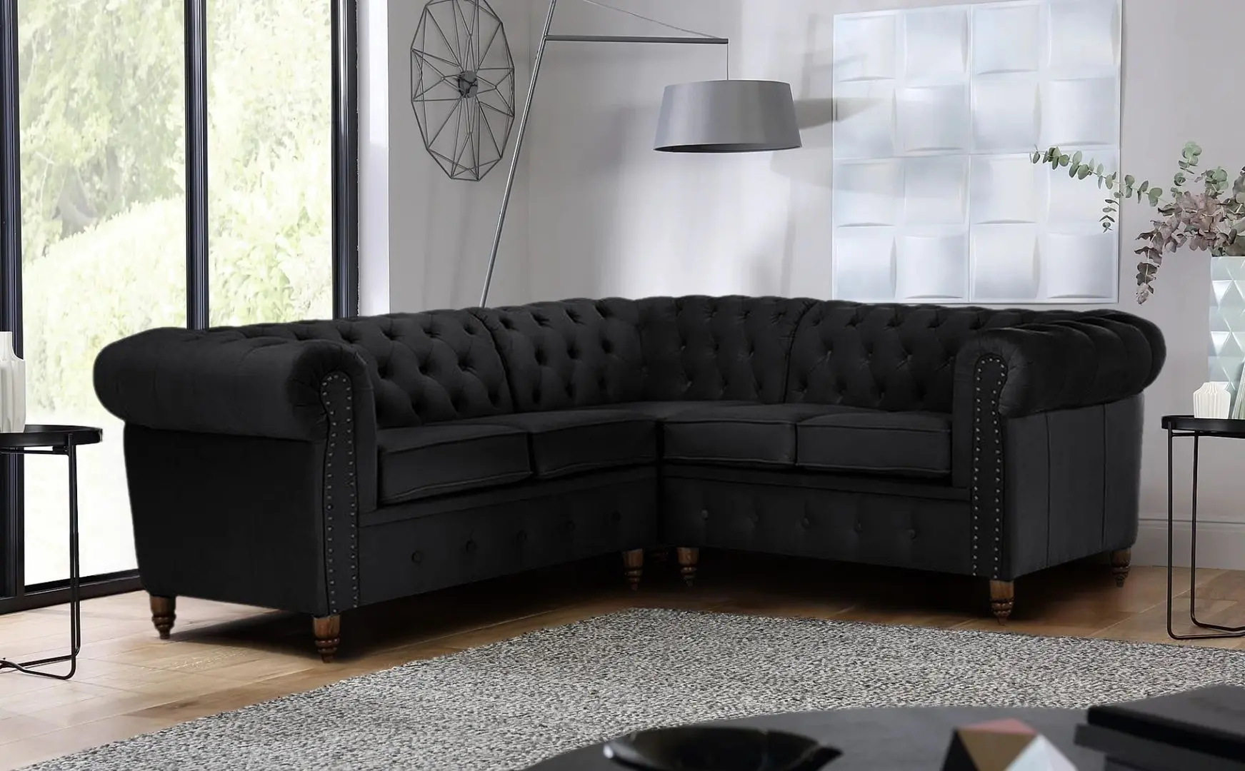 Canapea de colt Inspira Furniture Oxford York 2+E+2 Riviera 100 (Black)
