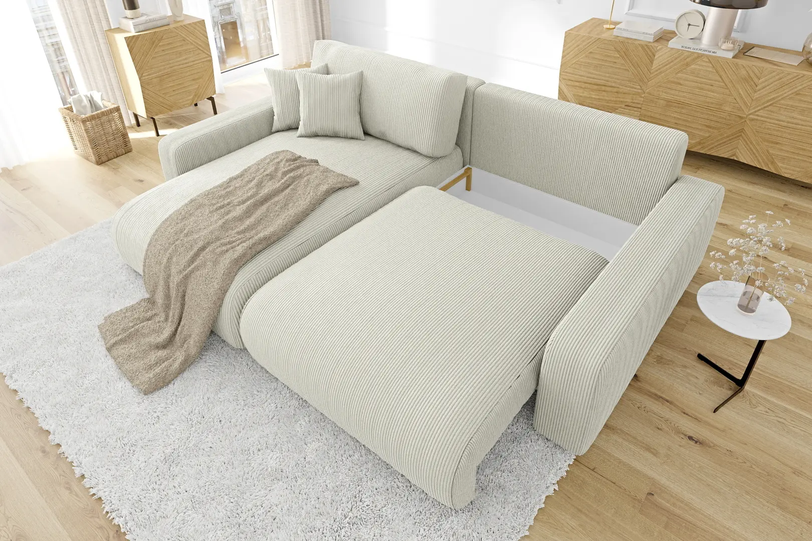 Диван угловой Inspira Furniture Sara SF Left Lincoln 03 (Beige)
