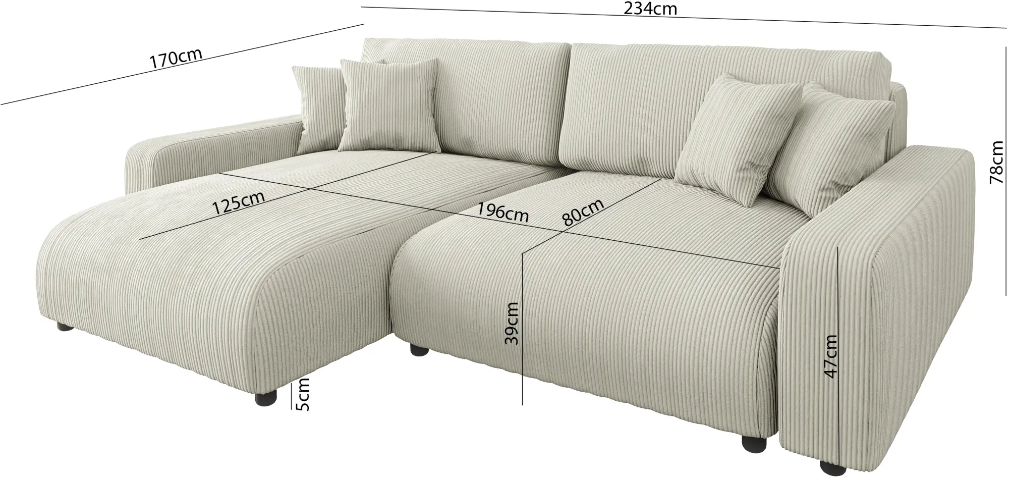 Диван угловой Inspira Furniture Sara SF Left Lincoln 03 (Beige)