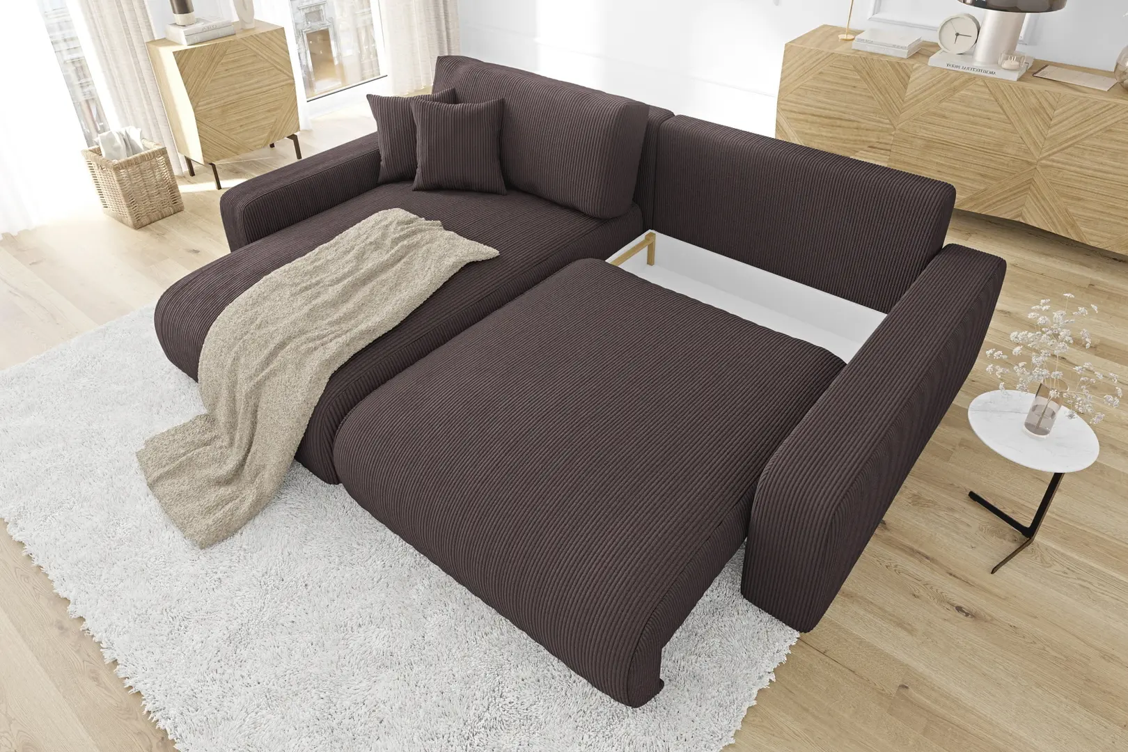 Canapea de colt Inspira Furniture Sara SF Left Lincoln 29 (Brown)