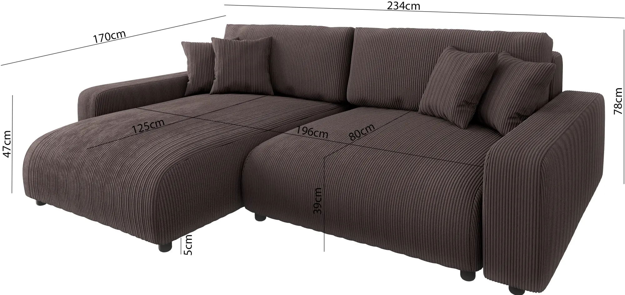 Canapea de colt Inspira Furniture Sara SF Left Lincoln 29 (Brown)