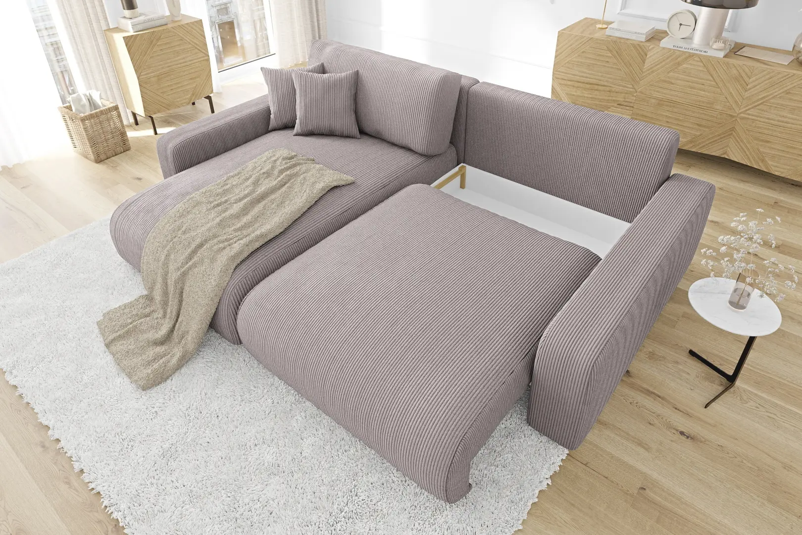 Canapea de colt Inspira Furniture Sara SF Left Lincoln 61 (Pink)