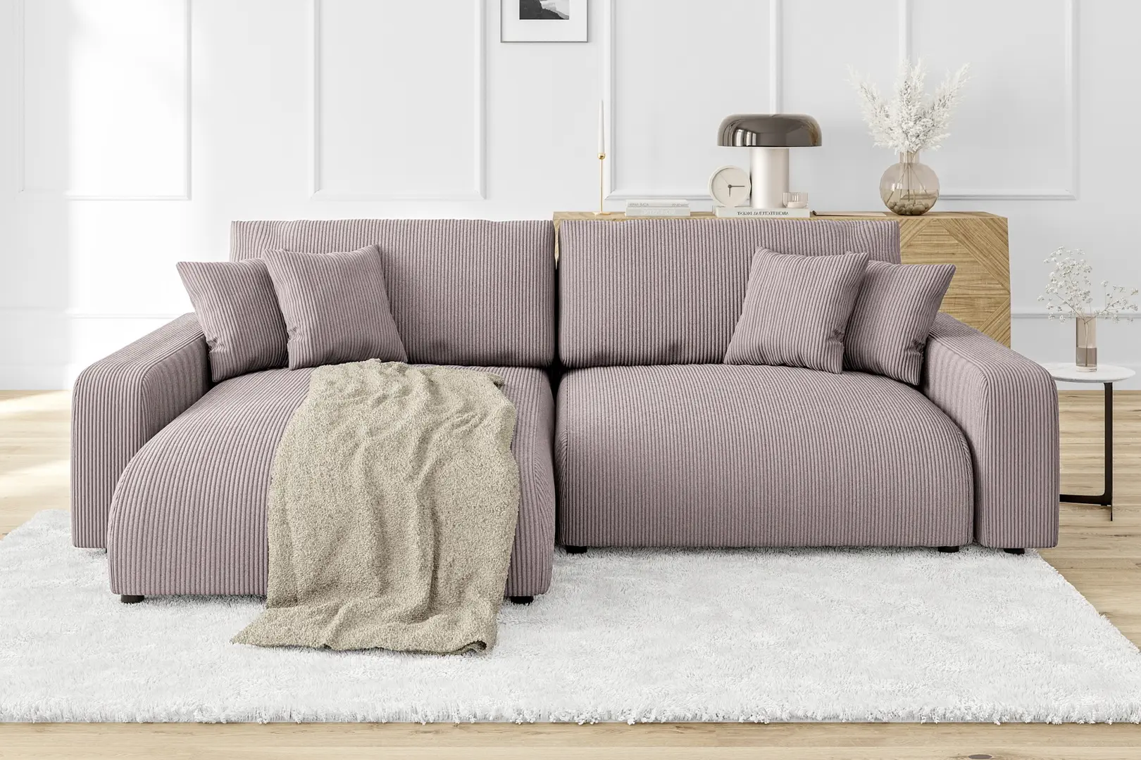 Canapea de colt Inspira Furniture Sara SF Left Lincoln 61 (Pink)