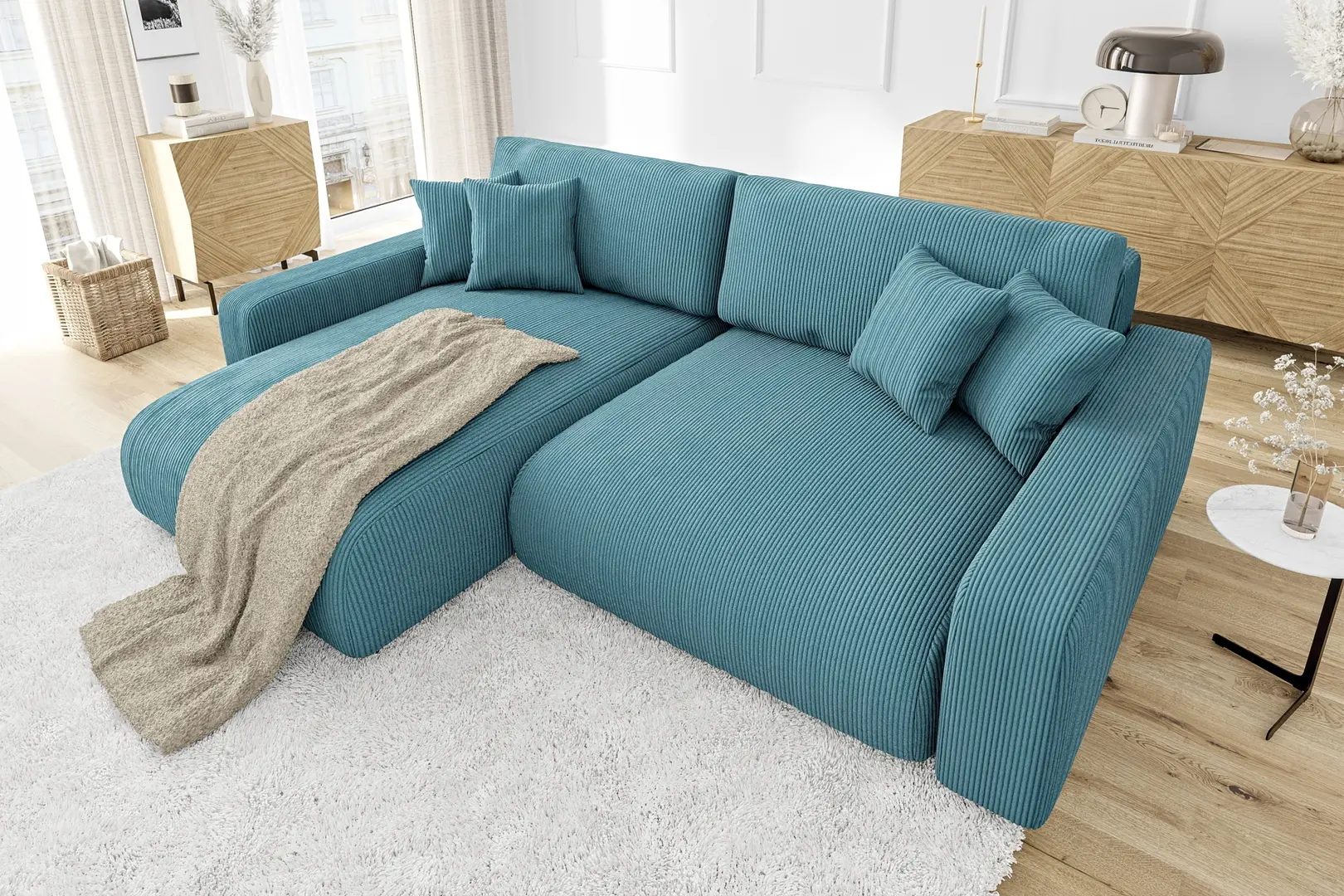 Canapea de colt Inspira Furniture Sara SF Left Lincoln 75 (Turquoise)