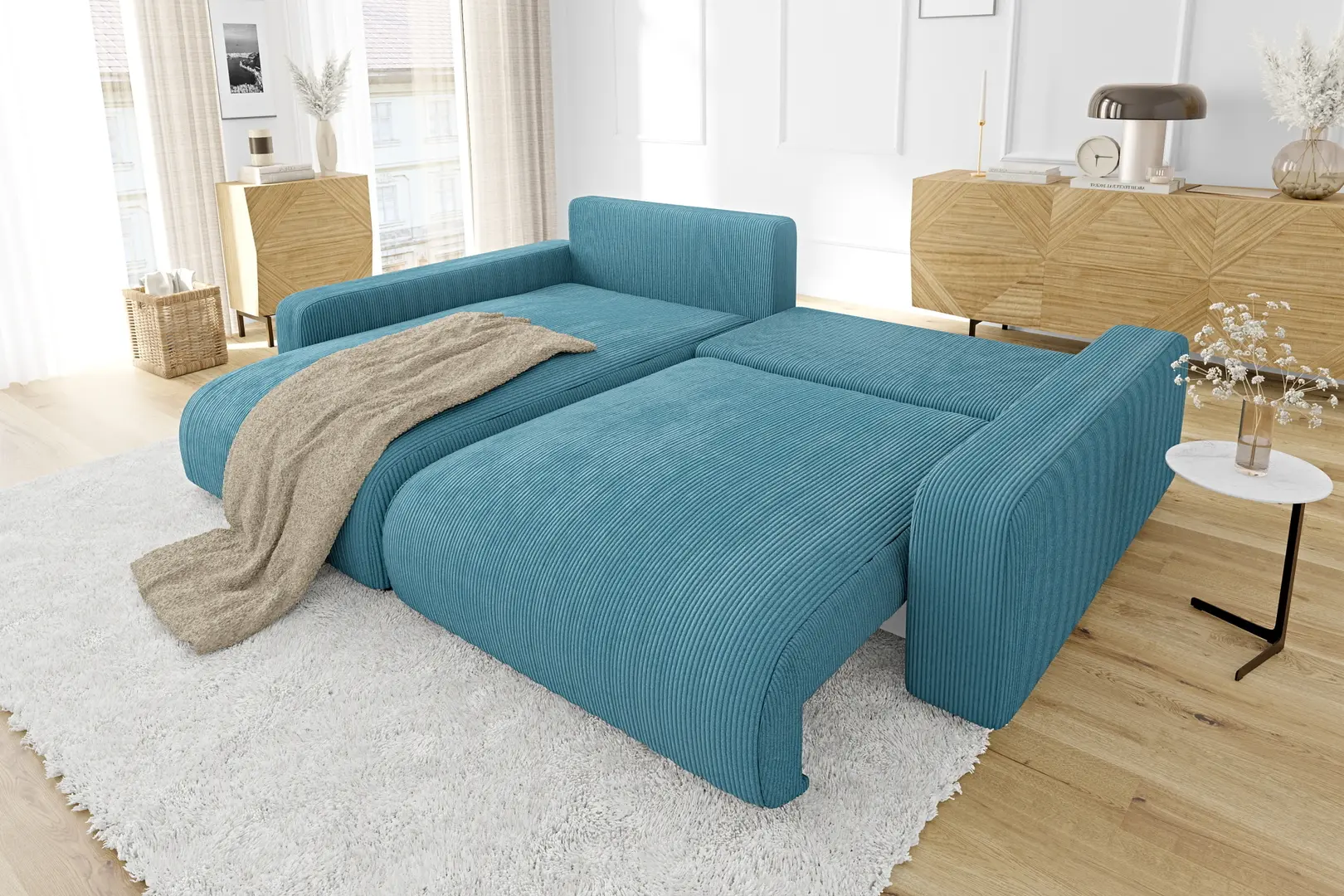 Canapea de colt Inspira Furniture Sara SF Left Lincoln 75 (Turquoise)