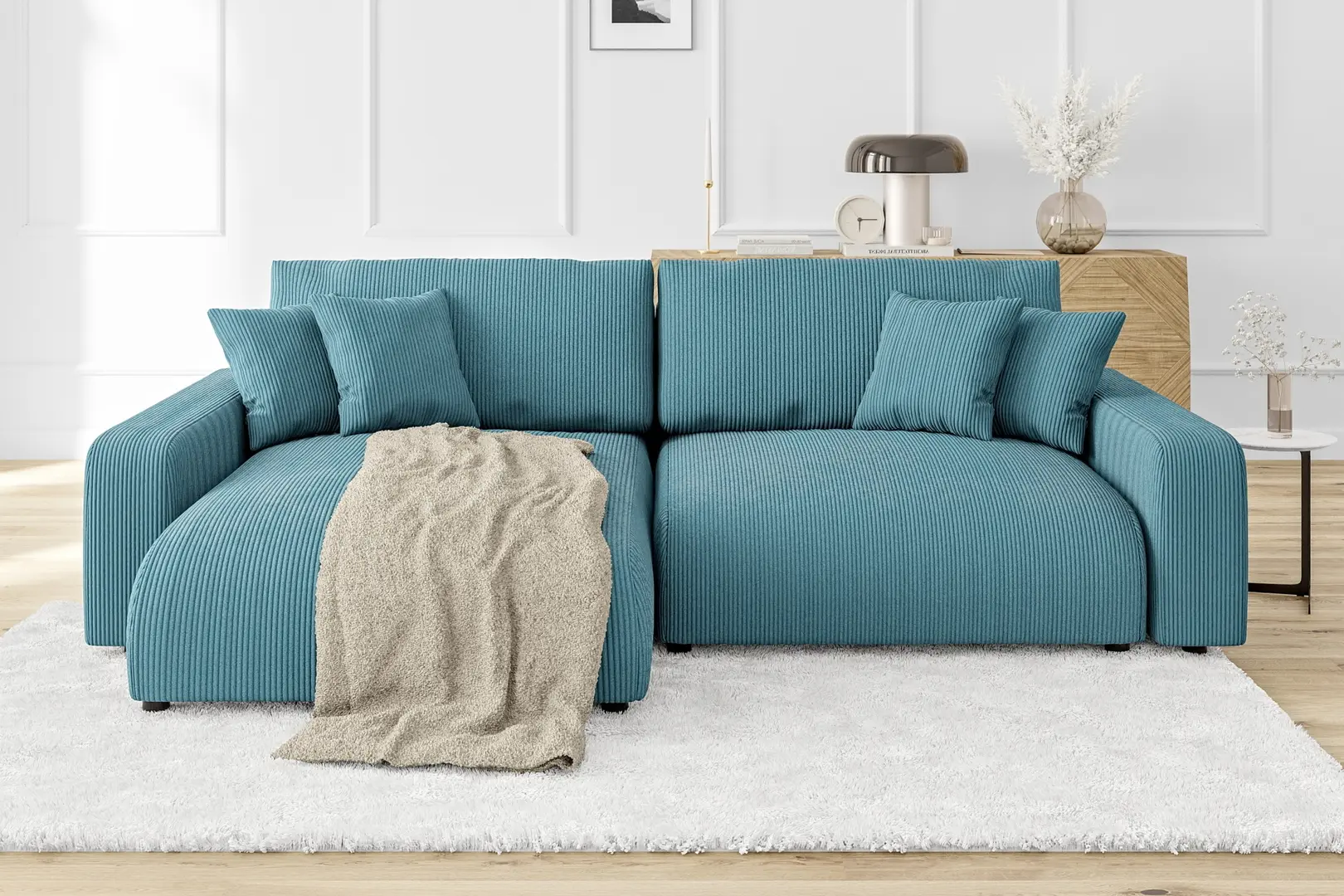Canapea de colt Inspira Furniture Sara SF Left Lincoln 75 (Turquoise)
