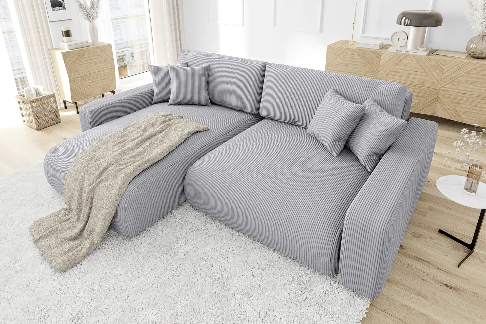 Canapea de colt Inspira Furniture Sara SF Left Lincoln 86 (Grey)
