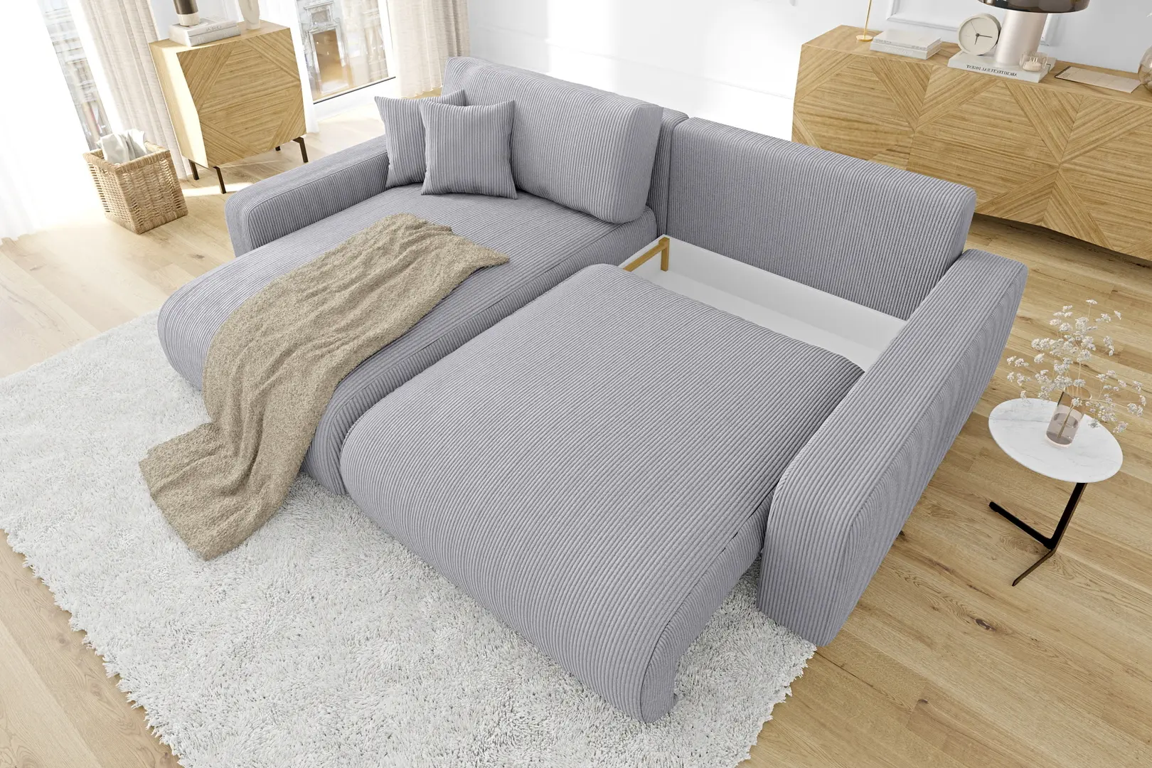 Canapea de colt Inspira Furniture Sara SF Left Lincoln 86 (Grey)