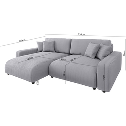Canapea de colt Inspira Furniture Sara SF Left Lincoln 86 (Grey) Thumb