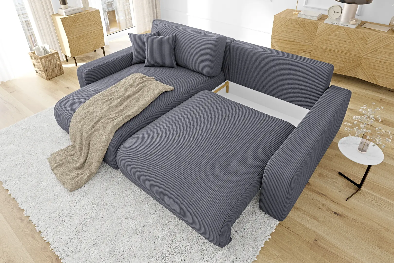 Диван угловой Inspira Furniture Sara SF Left Lincoln 90 (Dark Grey)