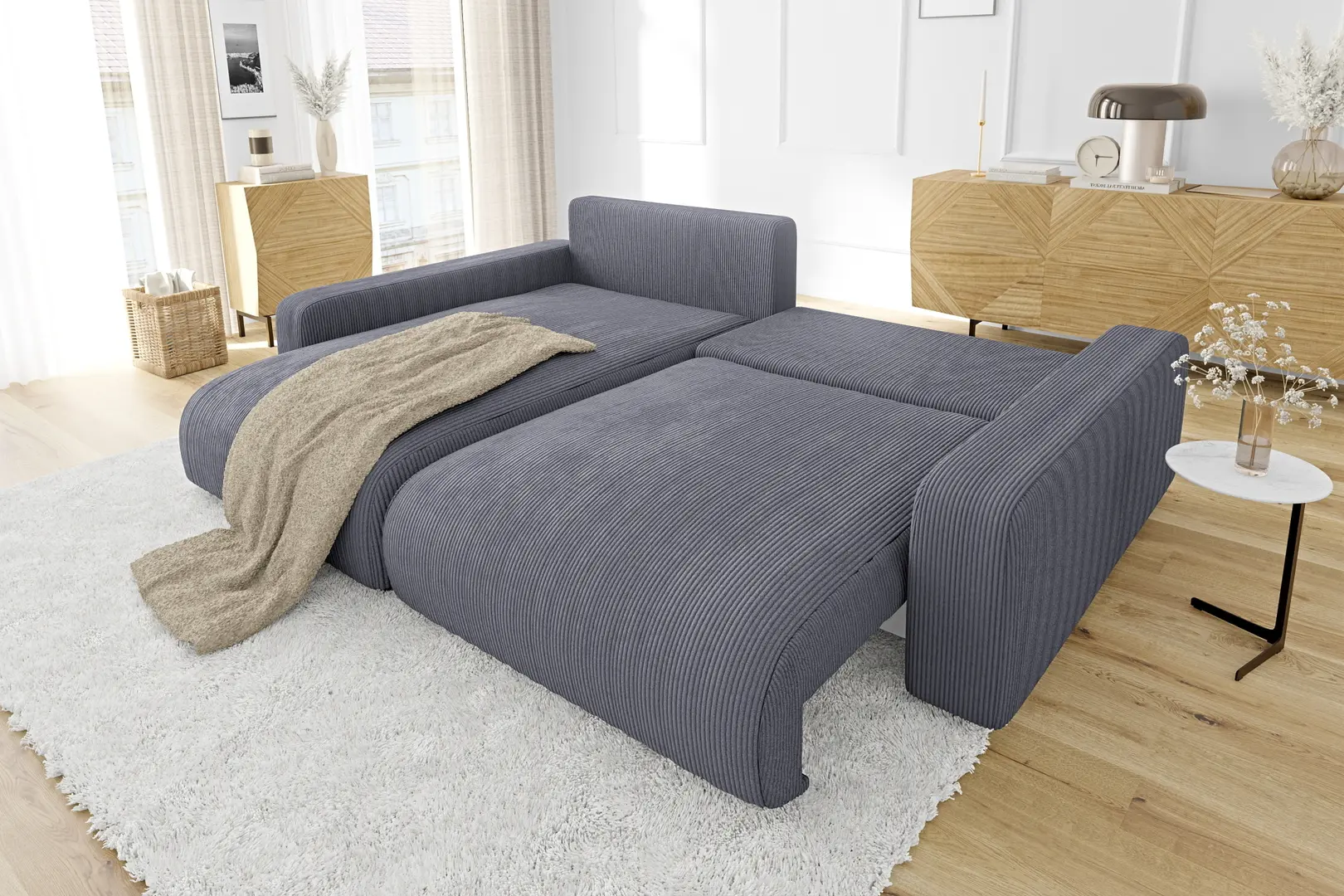 Диван угловой Inspira Furniture Sara SF Left Lincoln 90 (Dark Grey)